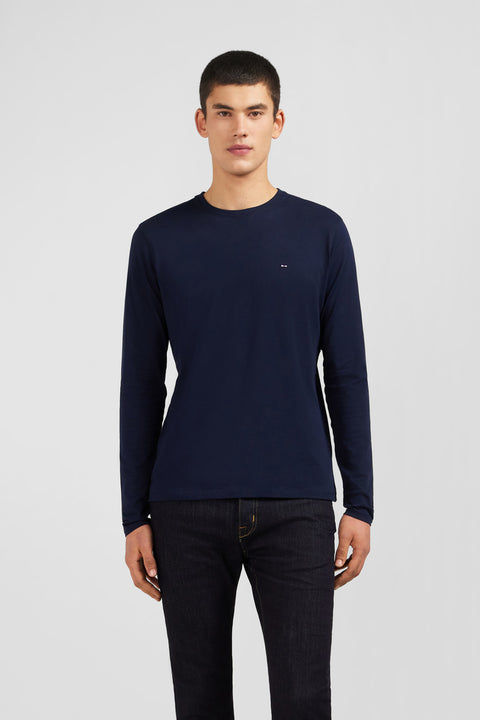 Long sleeved navy blue cotton t-shirt - Image 1
