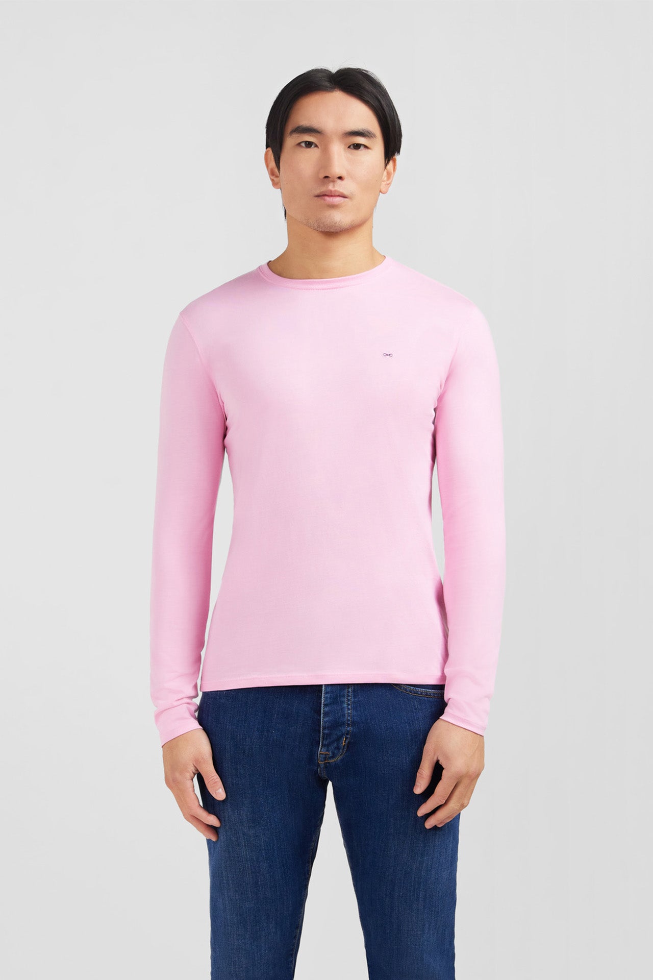 Long sleeved pink cotton t-shirt