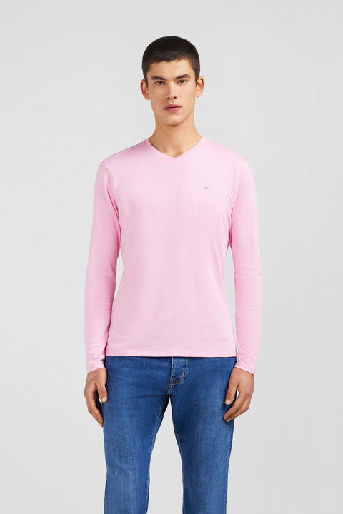 Long sleeved pink V neck t-shirt - Image 3