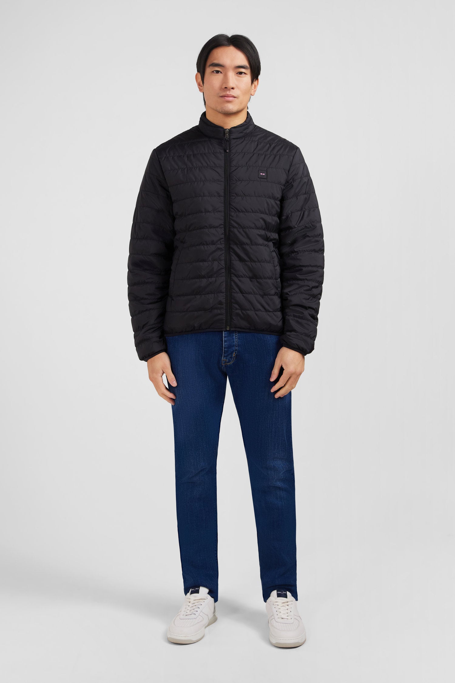 Lightweight long sleeved puffa jacket in black Eden Park