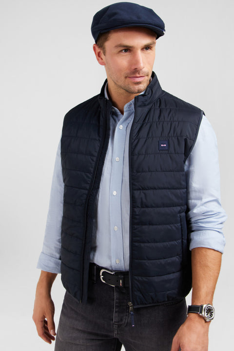 Navy blue sleeveless puffa jacket - Image 1