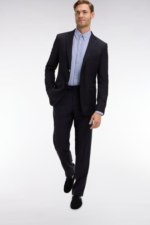 Regular dark blue wool trousers with broken fold - Image 1