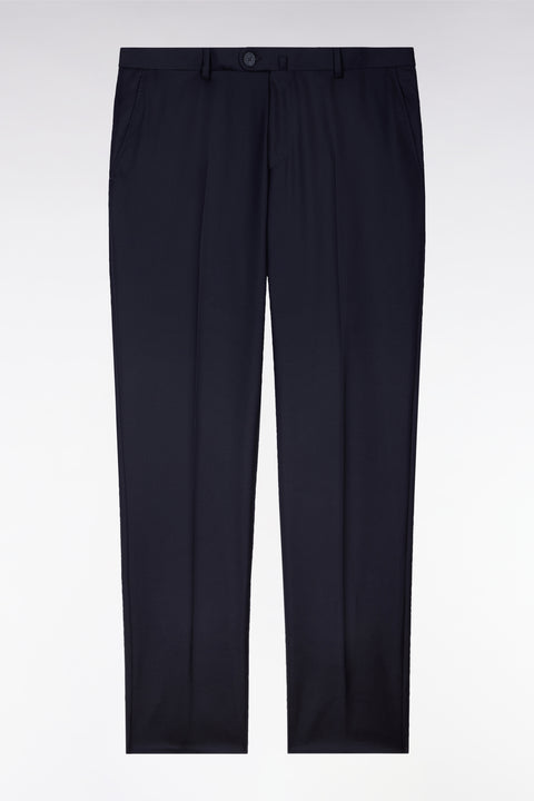 Pantalon slim bleu foncé en laine à plis cassés - Image 2