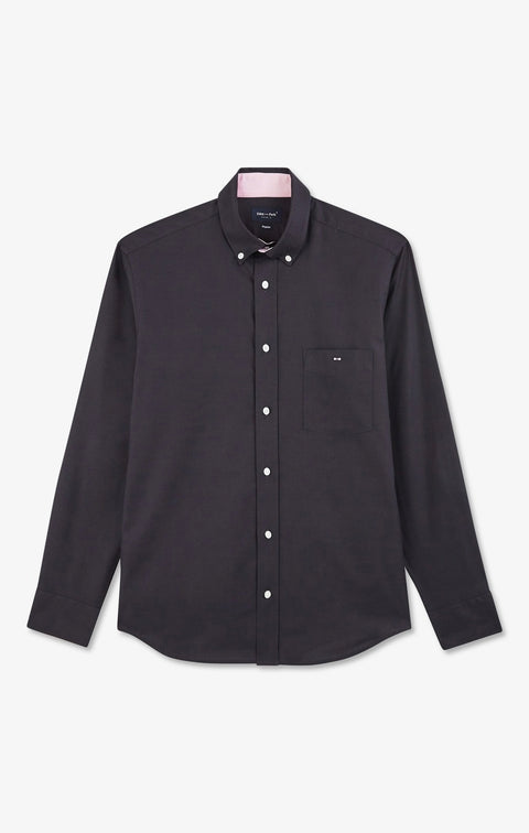 Dark grey plain cotton shirt - Image 2
