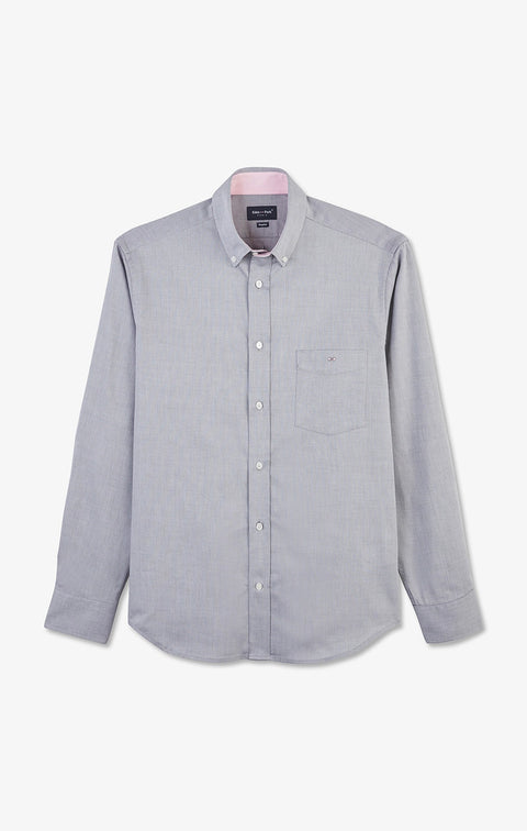 Chemise gris clair unie en coton - Image 2