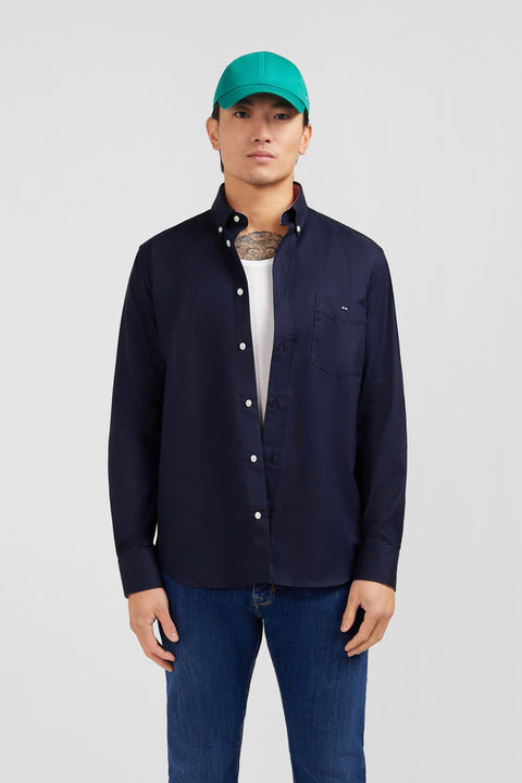 Dark blue cotton twill shirt - Image 1