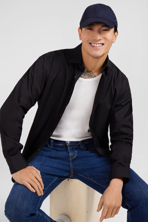 Chemise noire regular en popeline stretch - Image 3