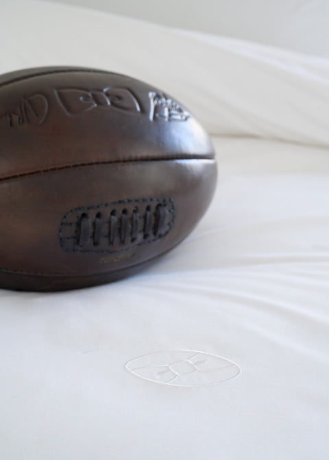 Housse de couette en percale de coton blanche à bordure marine - Image 2