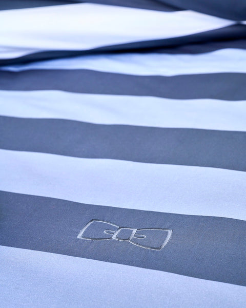 Housse de couette en percale de coton à rayures marine dégradées - Image 2