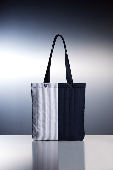 Pap'Atelier upcycled striped cotton patchwork tote bag - Image 2