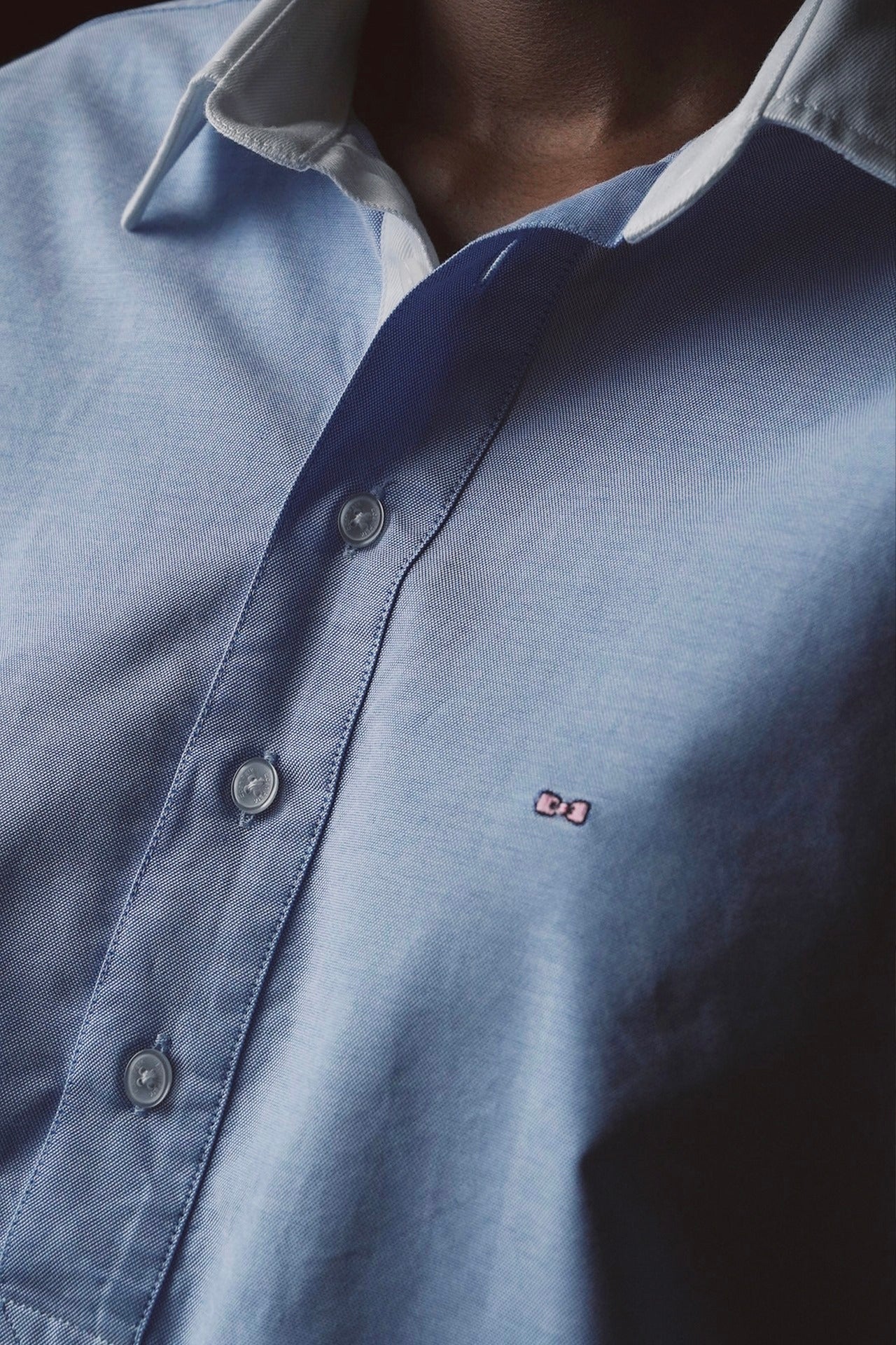 Chemisier cropped unie en coton ciel Pap'atelier