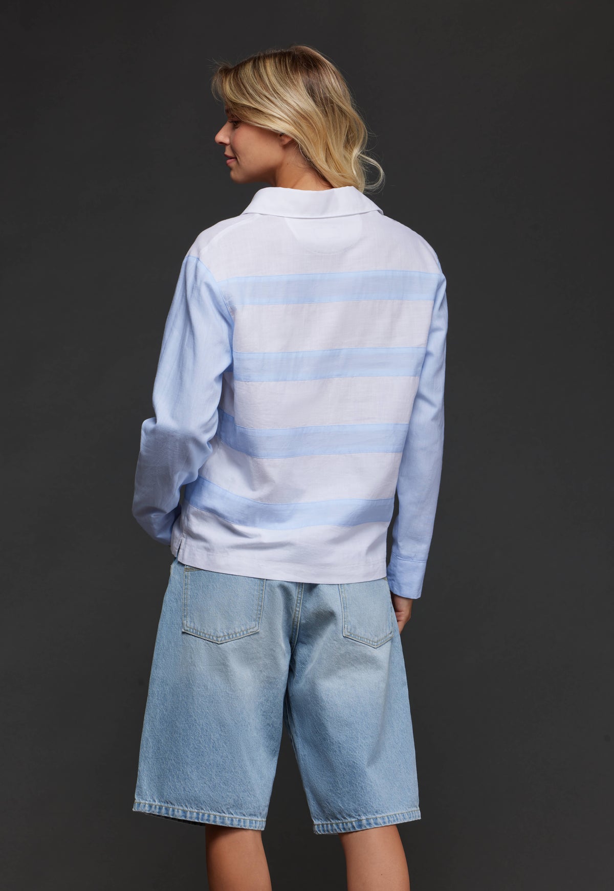 Tunique maillot en coton rayé blanc et bleu upcyclée Pap'Atelier