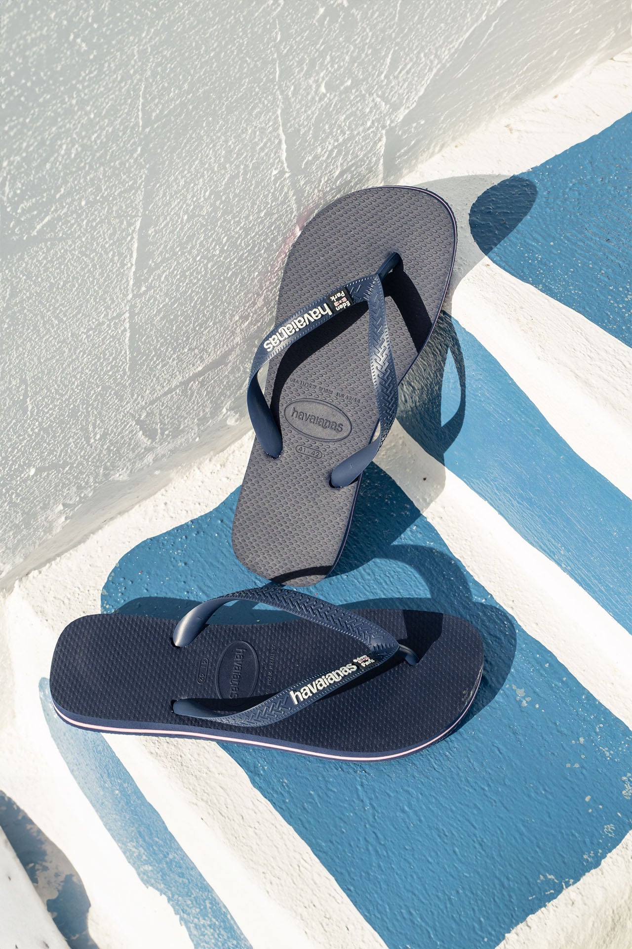Navy flip flops