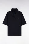 Polo manches courtes en coton marine coupe oversized
