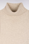 Pull col roulé en laine vierge et cachemire beige