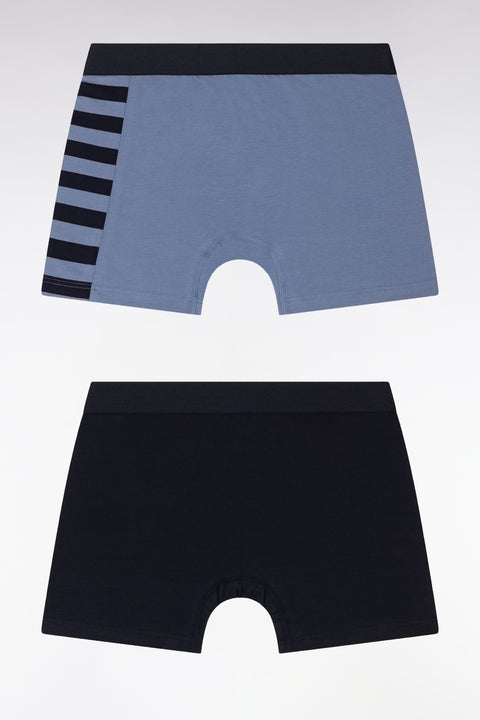 Lot de deux boxers en jersey de coton stretch marine et gris détails cerclés - Image 2