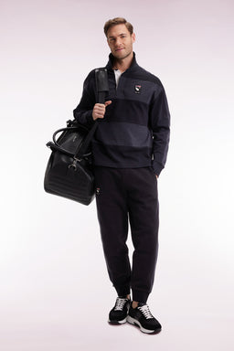 New Zealand striped long-sleeved jersey in thick grey cotton jersey