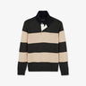 Pull beige rayé à col polo