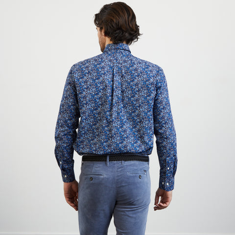 Chemise bleue imprimé exclusif fleuri - Image 3