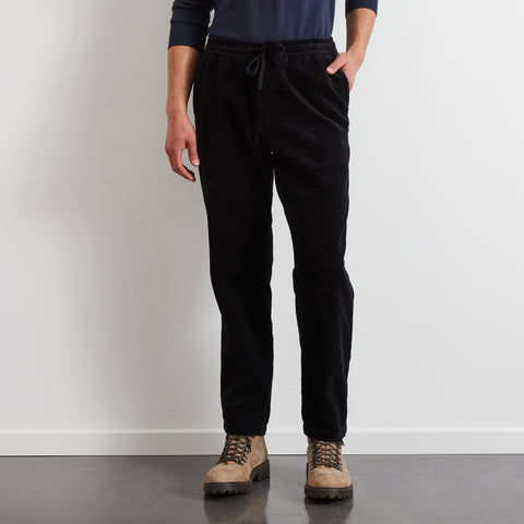 Black corduroy chinos with elasticated waist - Image 1