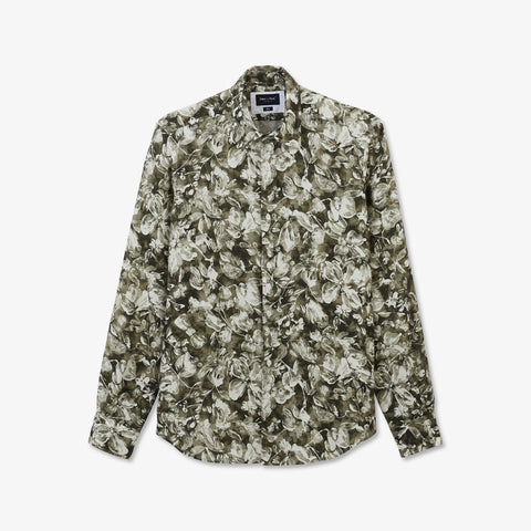 Chemise kaki en lin à imprimé fleuri - Image 2