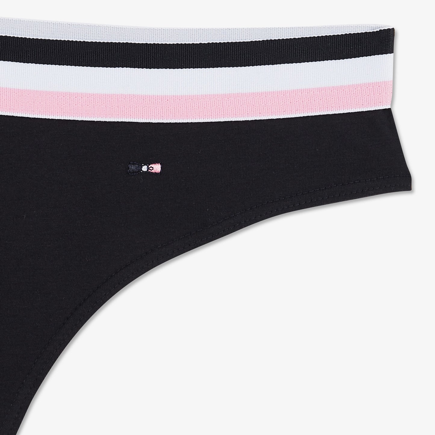 Tanga bleu foncé à bande contrastée
