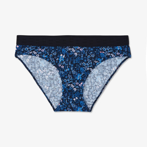 Culotte imprimé fleuri bleu foncé - Image 1