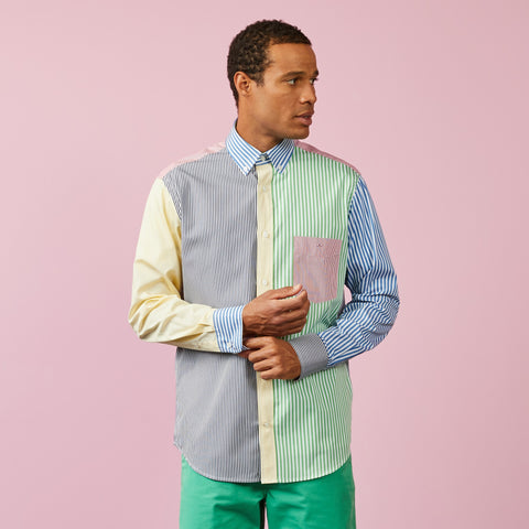 Chemise color-block à rayures multicolores - Image 1