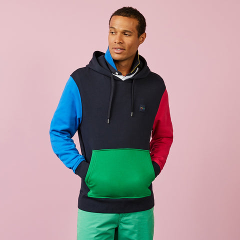 Sweat à capuche color-block bleu marine - Image 3