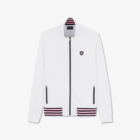 Sweat blanc zippé à détails rayés - Image 2