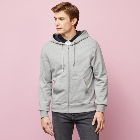 Sweat gris zippé à capuche - Image 1