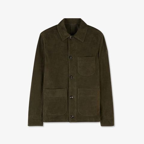 Khaki suedine overshirt - Image 2
