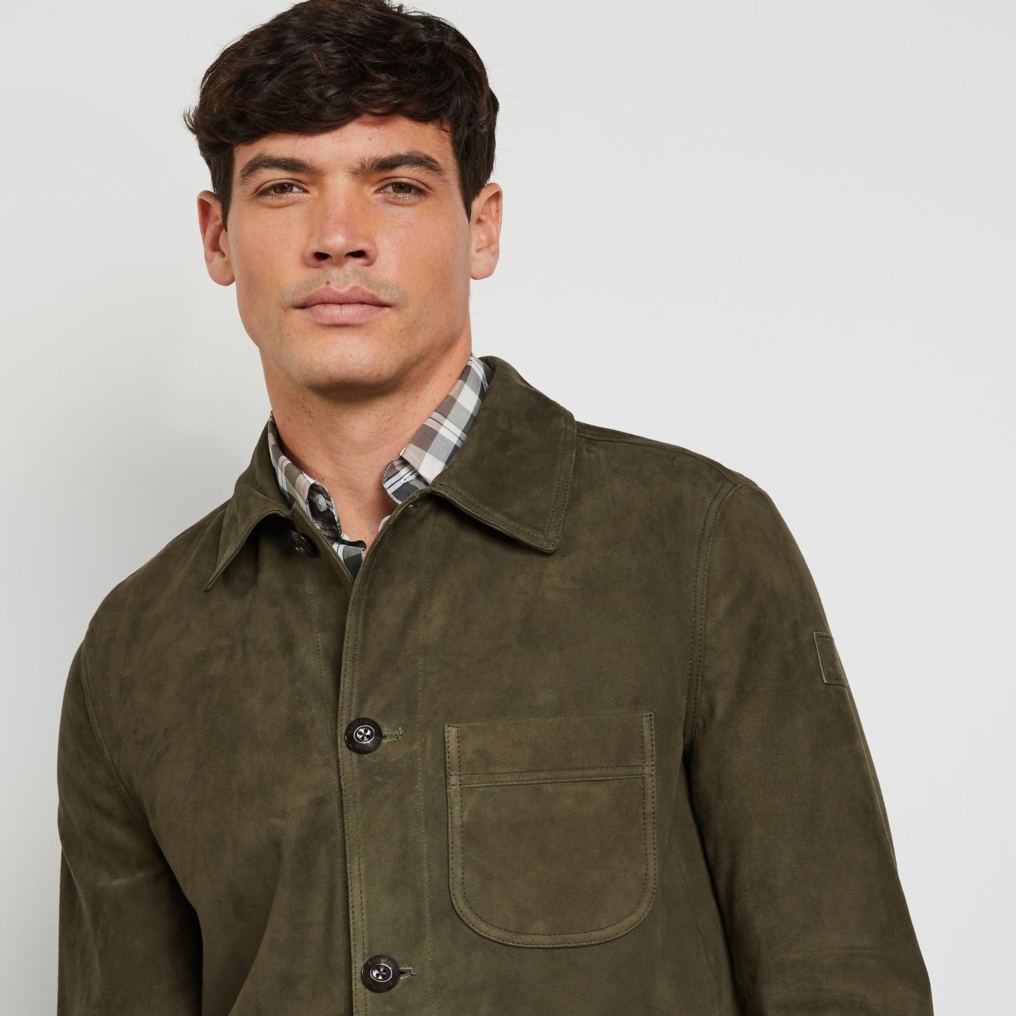 Khaki suedine overshirt