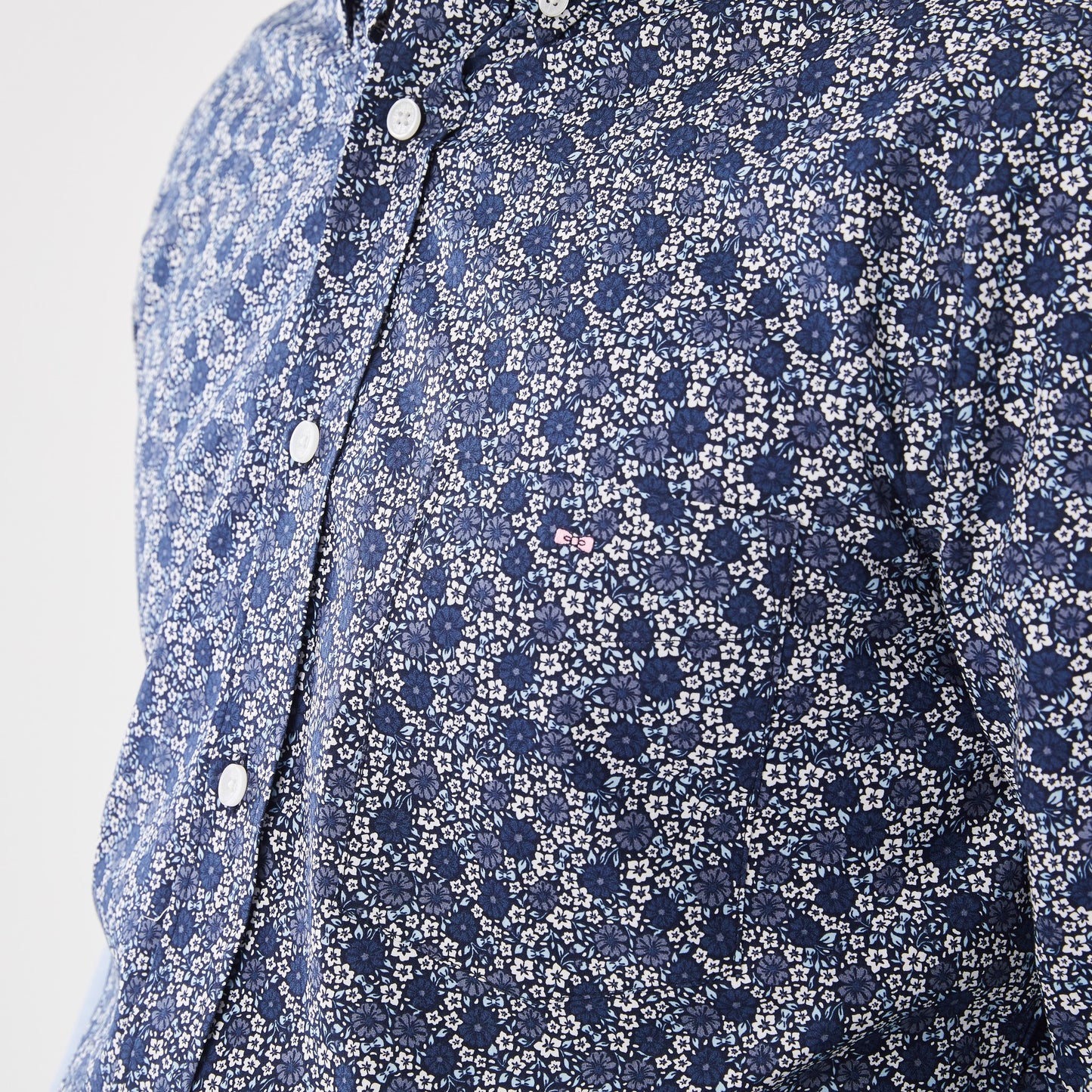 Navy blue shirt in floral cotton poplin