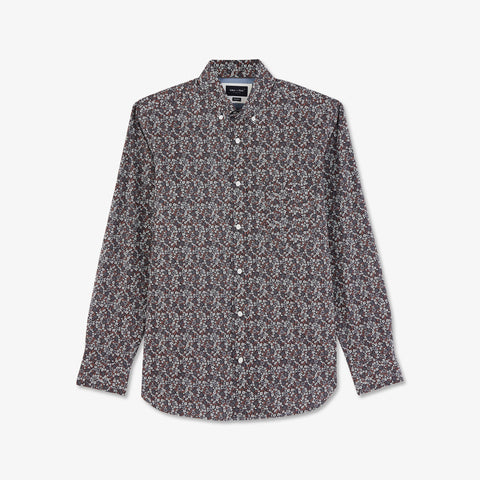 Chemise marron en popeline de coton fleuri - Image 2