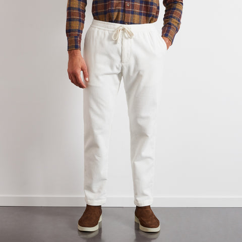 White corduroy chinos with elasticated waist - Image 1