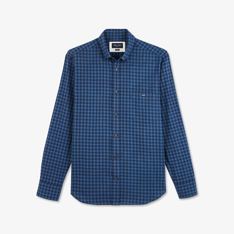 Blue checked shirt in cotton - Image 2