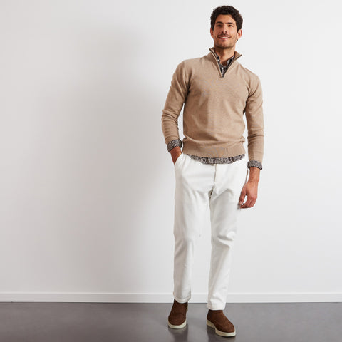 Pull en maille à col camionneur beige - Image 3