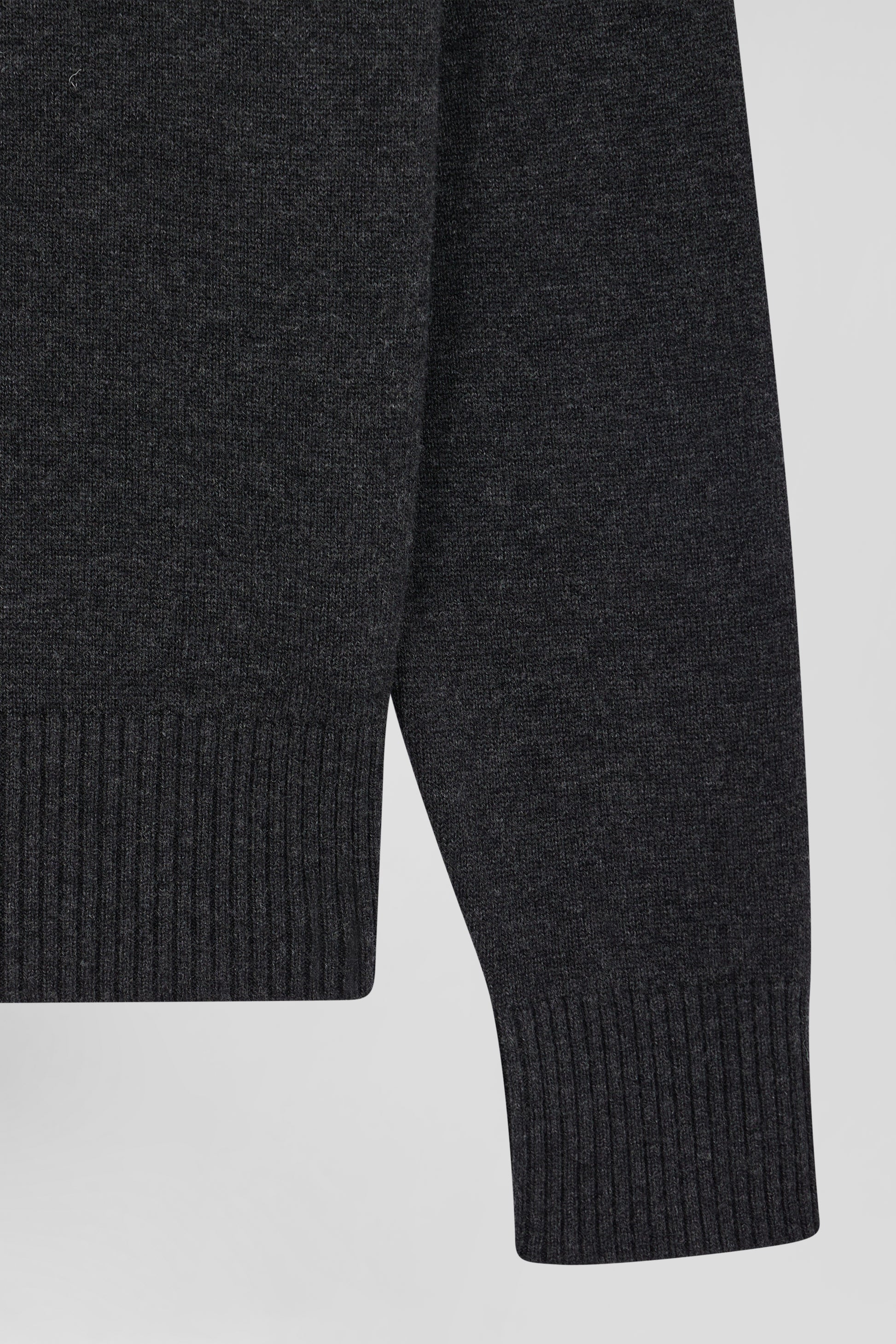 Relaxed mottled grey wool and cotton turtleneck jumper