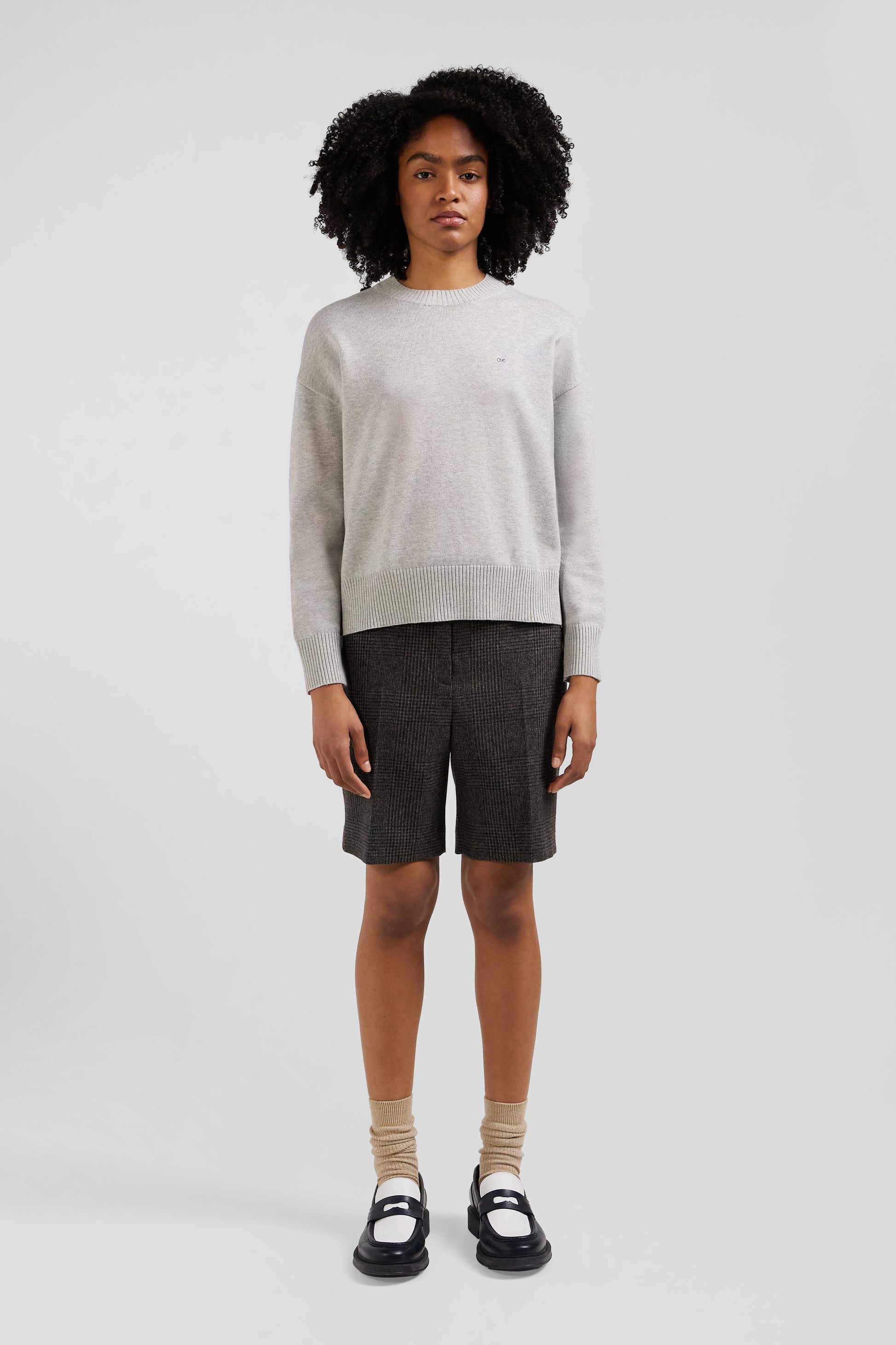 Relax light grey wool and cotton crew neck jumper