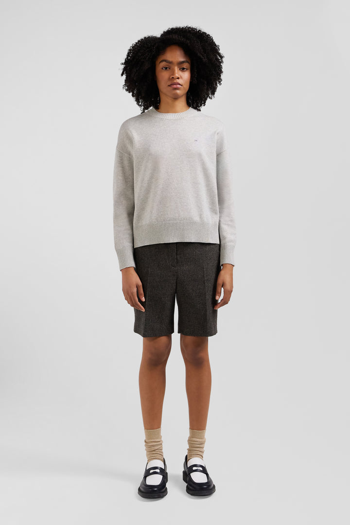 Relax light grey wool and cotton crew neck jumper