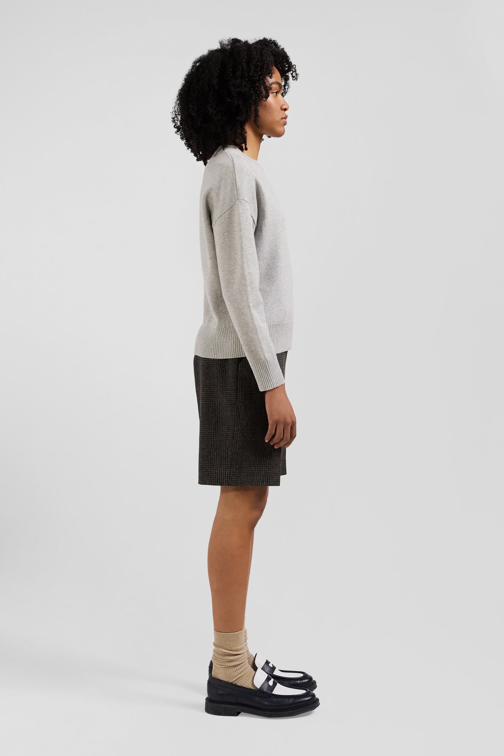 Relax light grey wool and cotton crew neck jumper