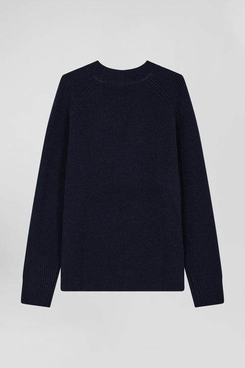 Pull col rond en laine et cachemire bleu marine coupe Regular - Image 2