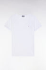 T-shirt à col V en jersey de coton Pima léger blanc coupe droite