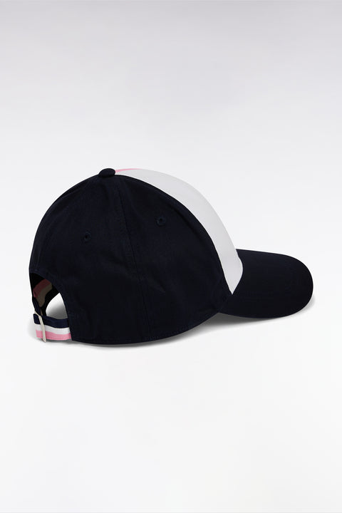 Pink cap in navy cotton twill - Image 3