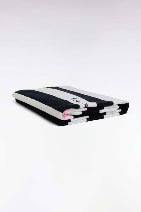 Striped beach towel in navy terry cotton - Image 2