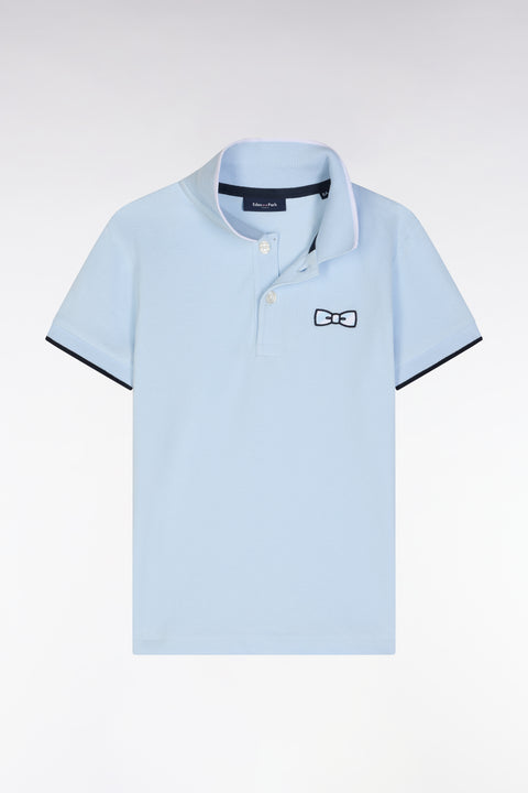 Polo à manches courtes en coton ciel coupe droite - Image 1