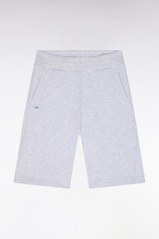 Straight-fit grey cotton fleece shorts