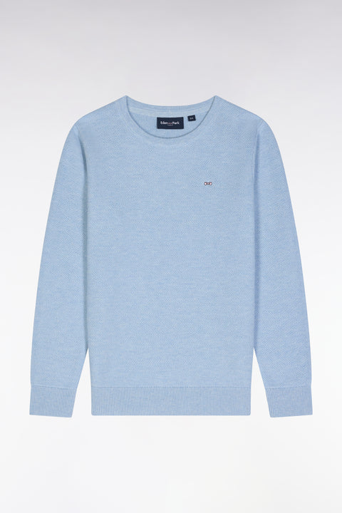 Pull col rond en coton ciel coupe droite - Image 1