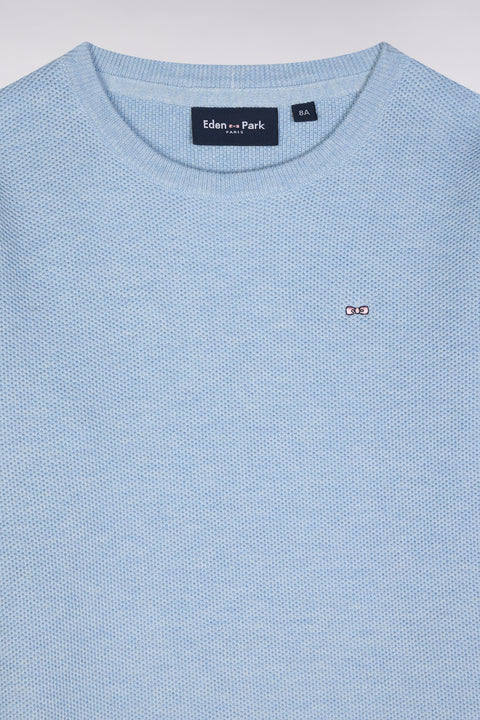 Pull col rond en coton ciel coupe droite - Image 2